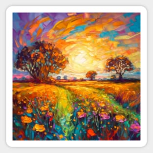 Tree and summer floral fields 1 Sticker